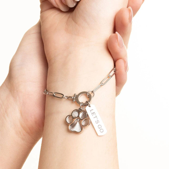 18K Gold PVD Stainless Steel Paw Print Charm: Gold WJW