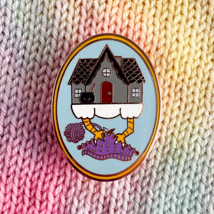 Baba Yaga Knitting Enamel Pin