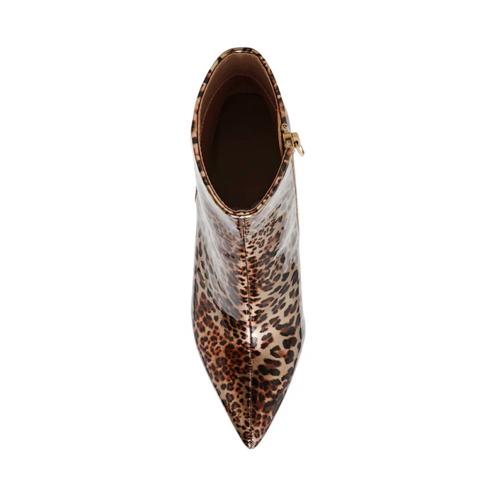 Betsey Johnson Women's Leopard Rhinestone Pointed Toe Chunky Heel Ankle Boots