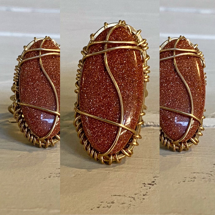 BRONZE+GOLDSTONE RING