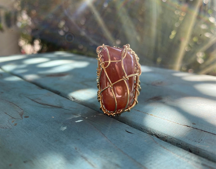 COPPER/BRONZE+ CARNELIAN RING