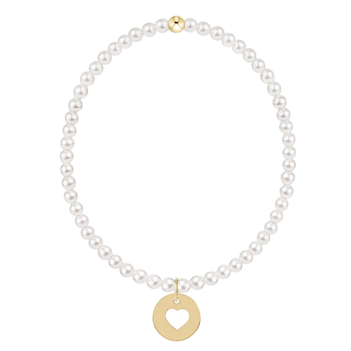 E NEWTON CLASSIC PEARL 3MM BRACELET - LOVE GOLD DISC
