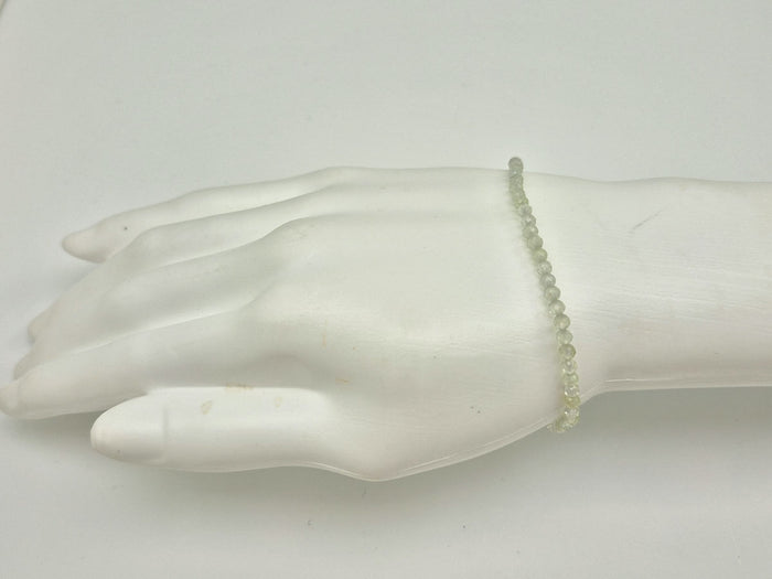 Gemstone Bead Bracelet - Prehnite Faceted 3mm