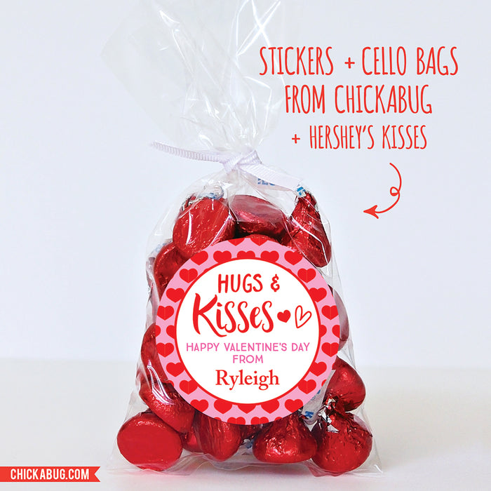 "Hugs and Kisses" Valentine's Day Stickers