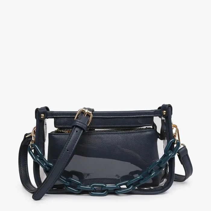 JESSICA STADIUM CLEAR CROSSBODY BAG – CHAIN STRAP - 5 COLORS