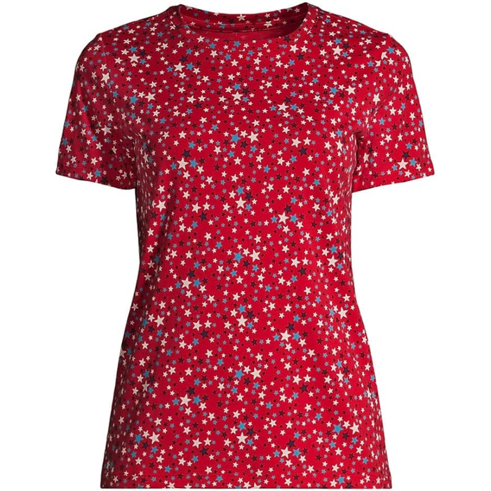 Lands’ End Women’s Supima Cotton Crew Neck T-Shirt Multi Stars – 411450