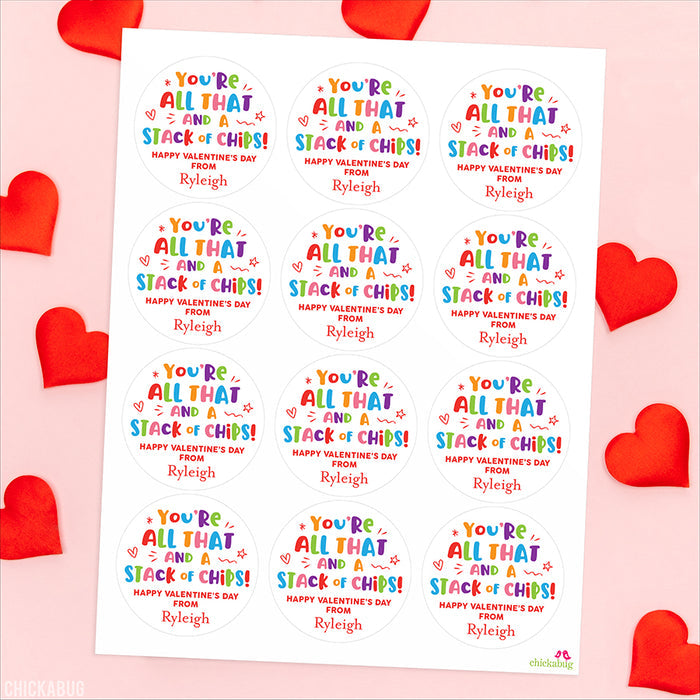 Potato Chips "All That and a Stack of Chips" Valentine's Day Stickers