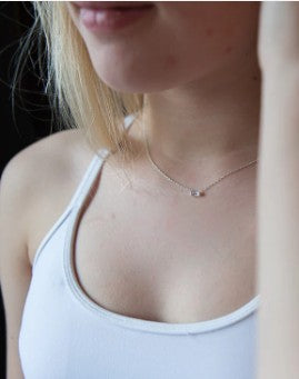 Prism Necklace - Brass with Garnet