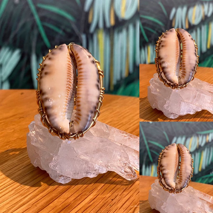 ✨PROSPERITY INDEED✨ HUGE COWRIE SHELL RING IN BRONZE