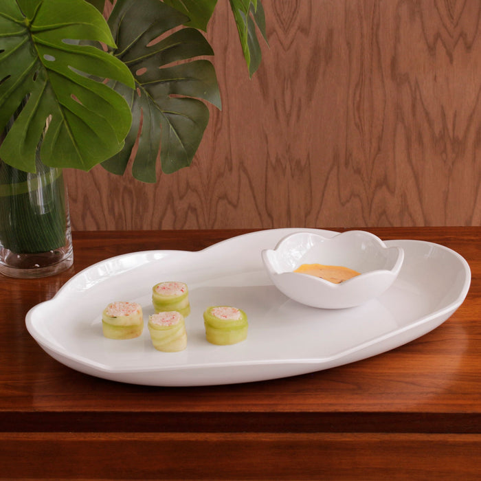 Beatriz Ball Vida Amelia Large Platter White — With small desserts and a separate mini bowl