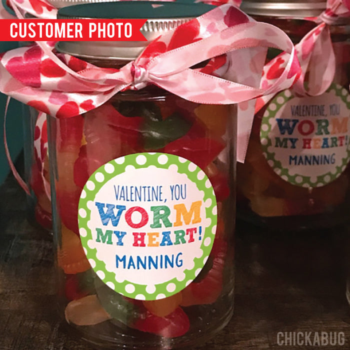 "You Worm My Heart" Valentine's Day Stickers