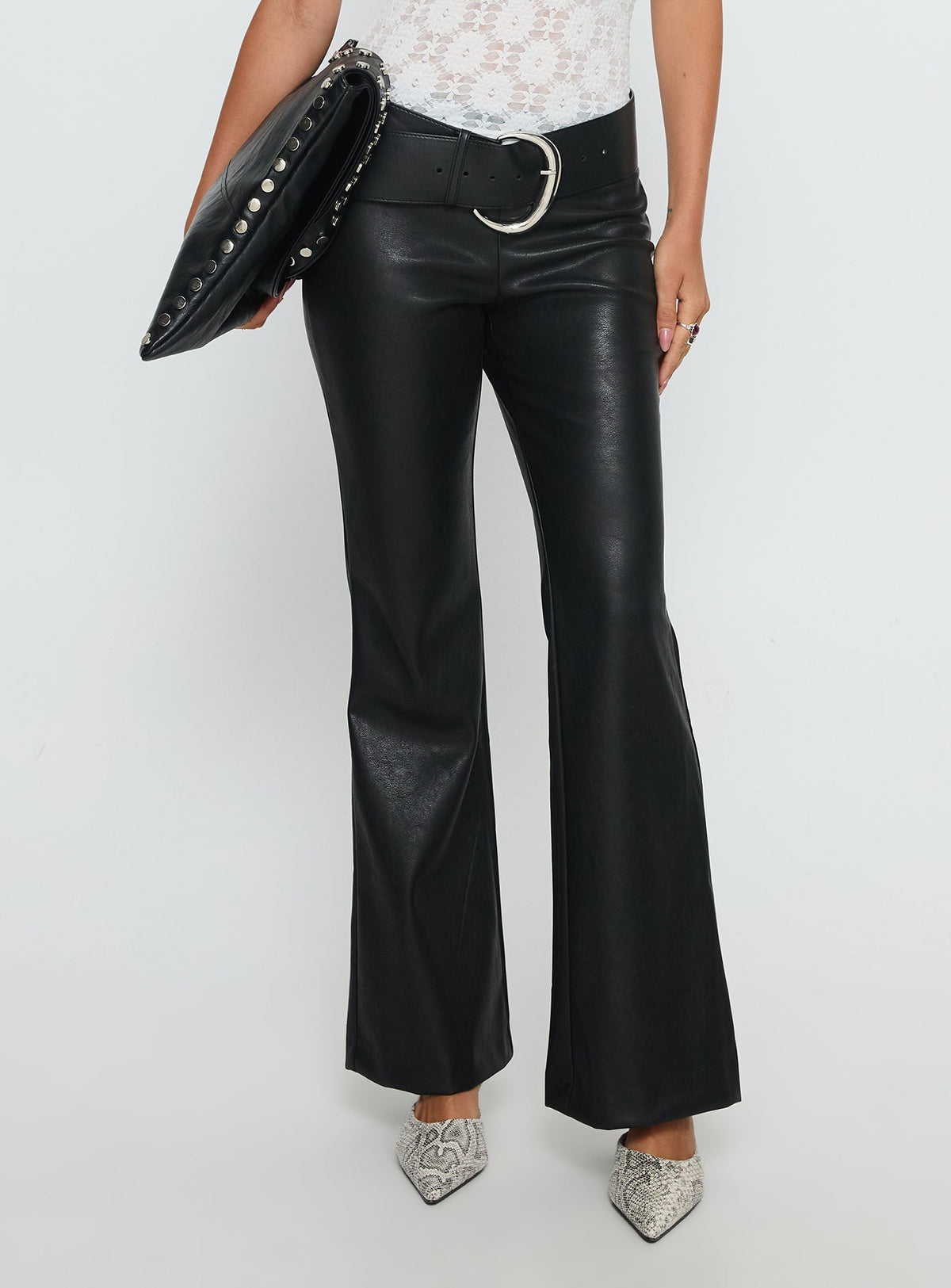 Azria Faux Leather Pants Black