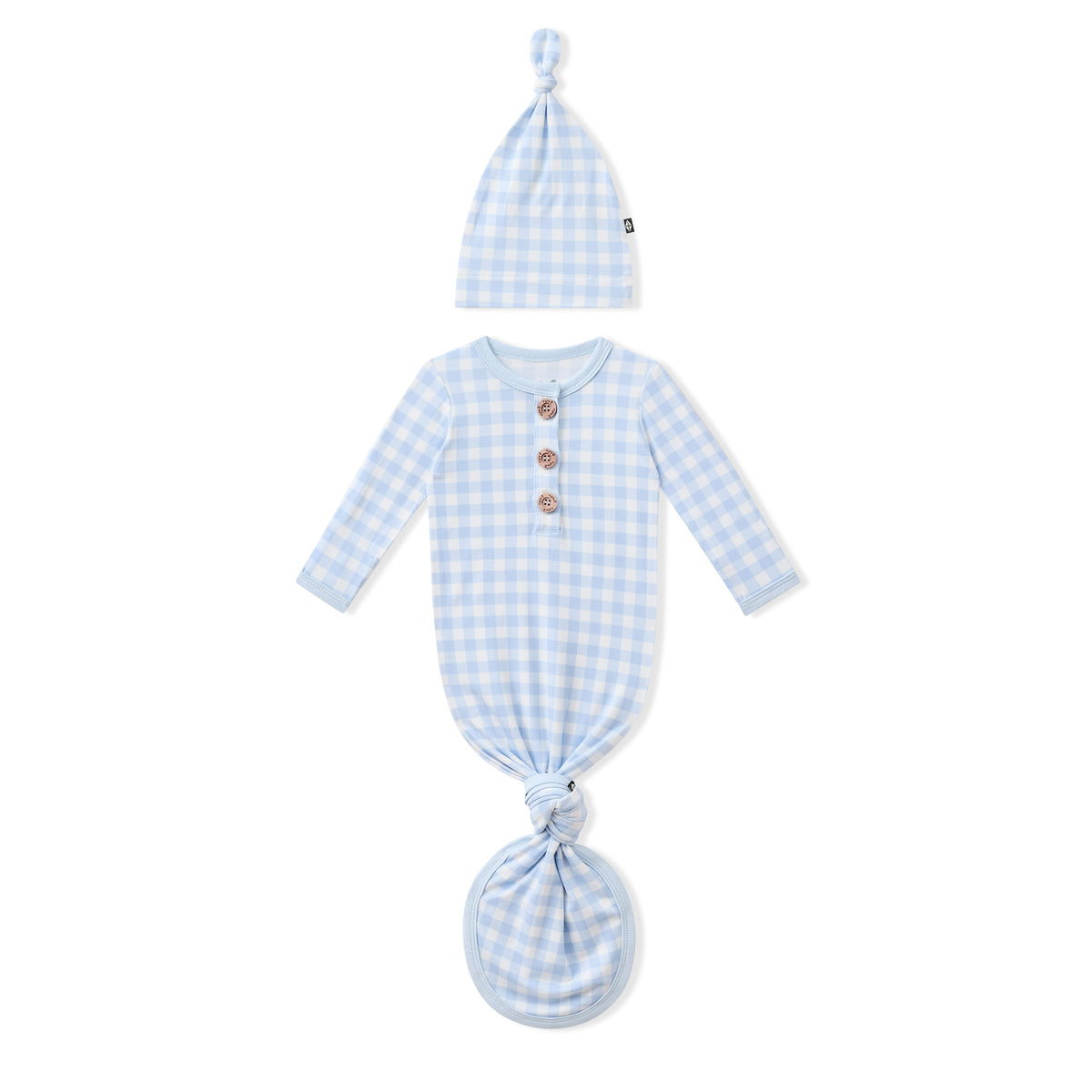 Knotted Gown with Hat Set in Gingham Breeze