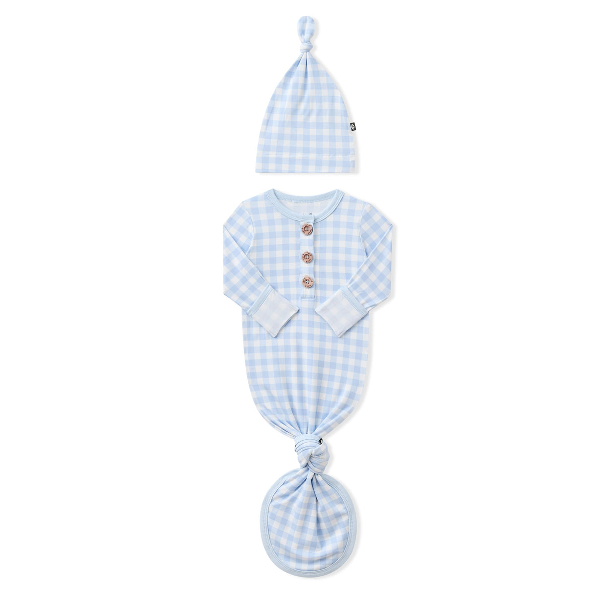 Knotted Gown with Hat Set in Gingham Breeze