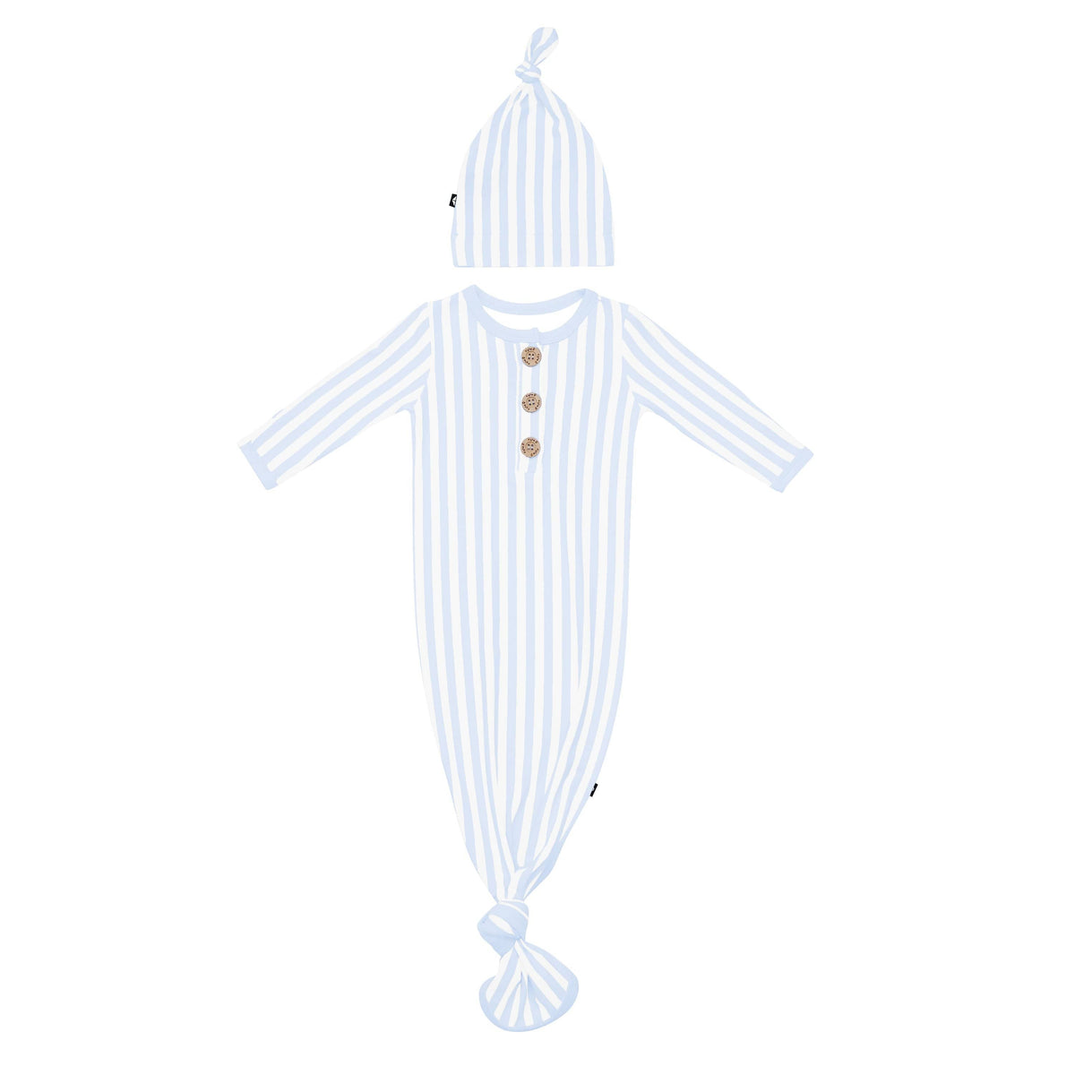 Knotted Gown with Hat Set in Small Mist Stripe