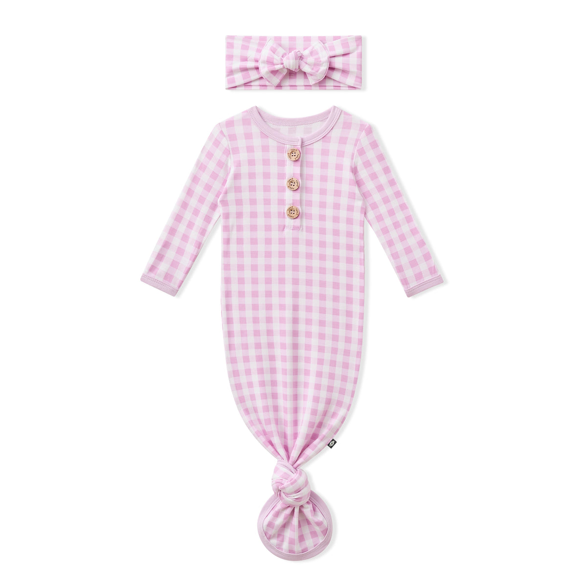 Knotted Gown with Bow Set in Gingham Thistle