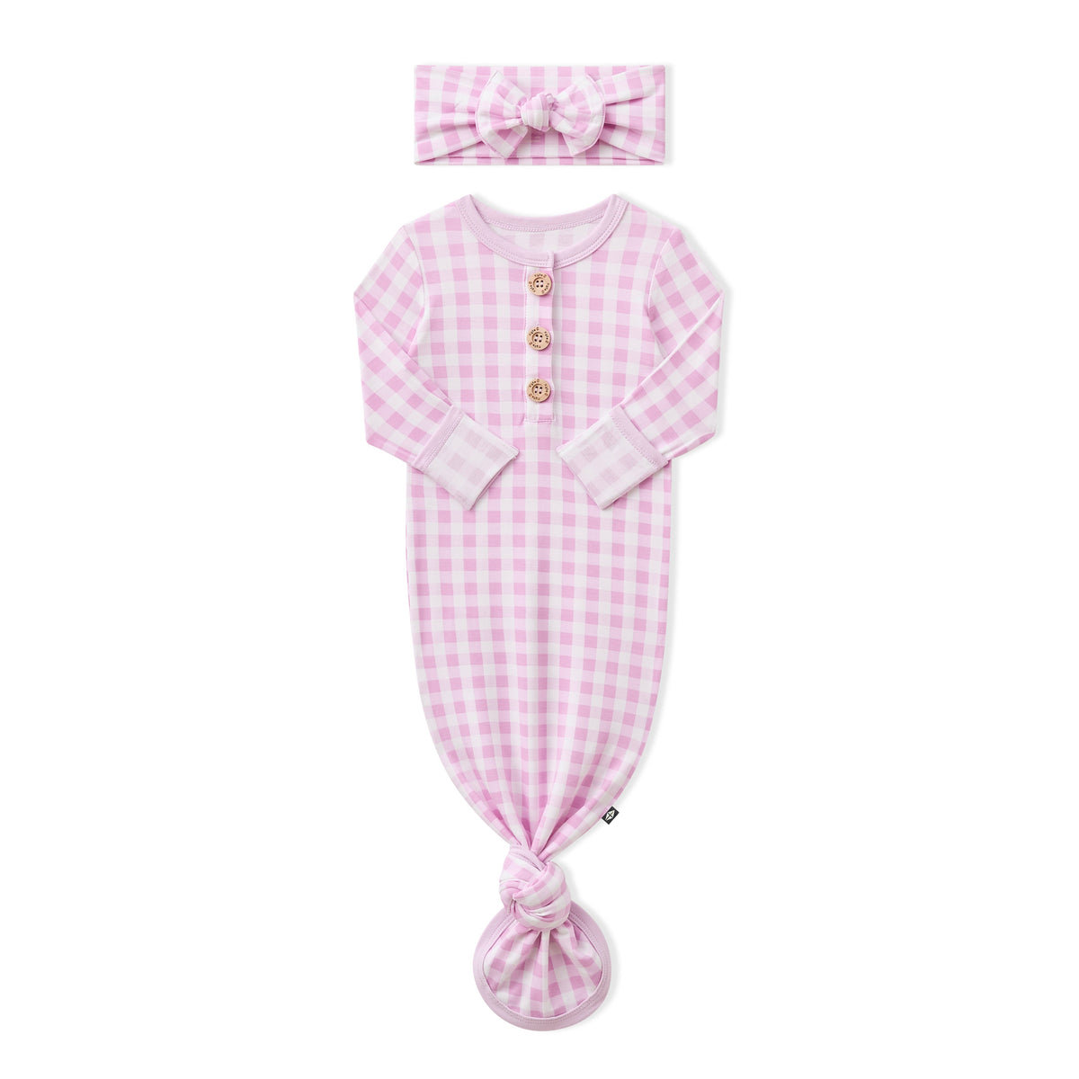 Knotted Gown with Bow Set in Gingham Thistle