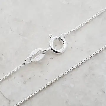Sterling silver box chain necklace, 16 inches, Italian-made