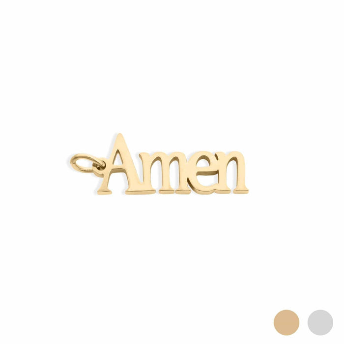 18K Gold PVD Stainless Steel Amen Word Charm: Gold WJW