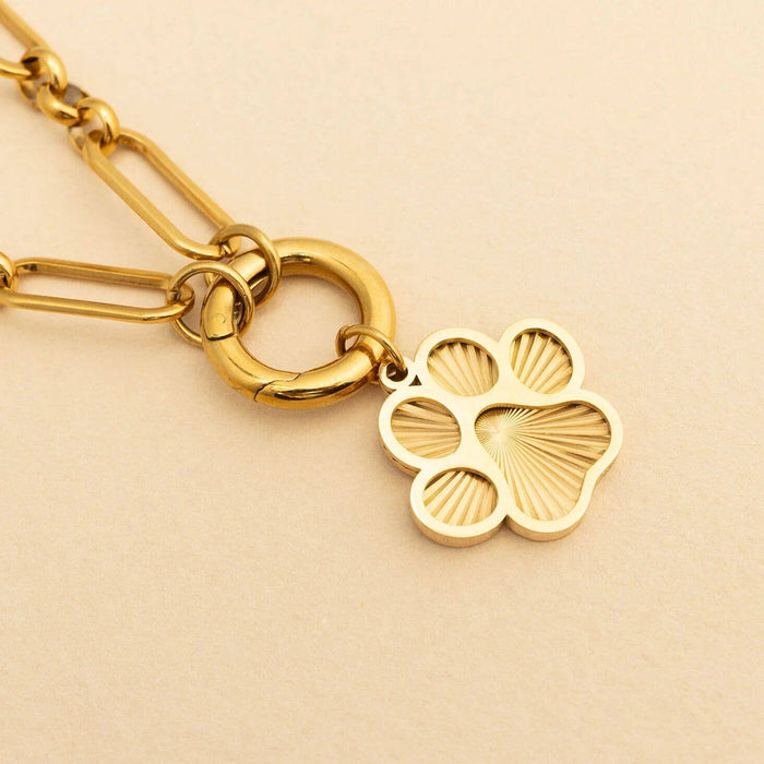 18K Gold PVD Stainless Steel Paw Print Charm: Gold WJW
