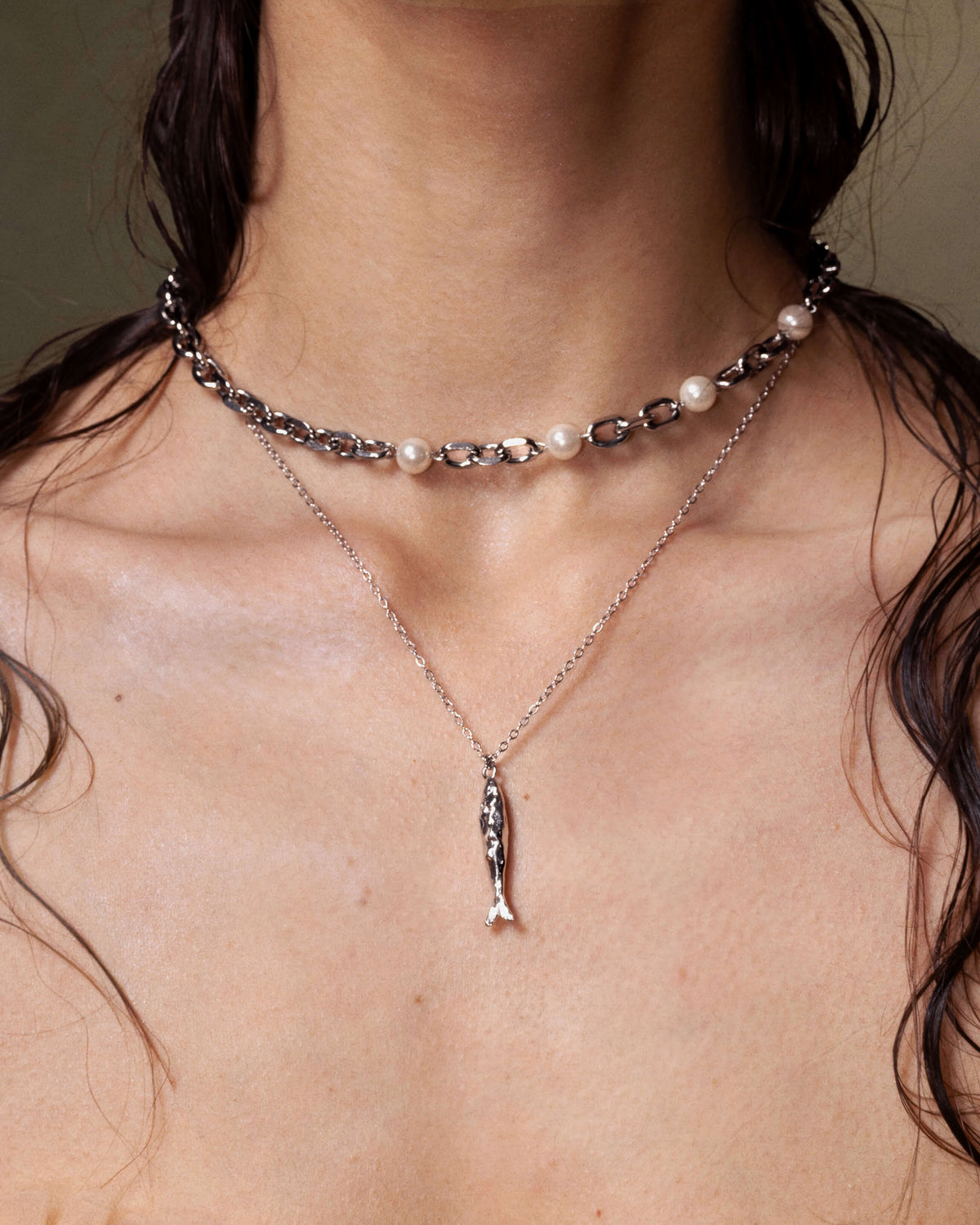 Silver Anchovy Necklace