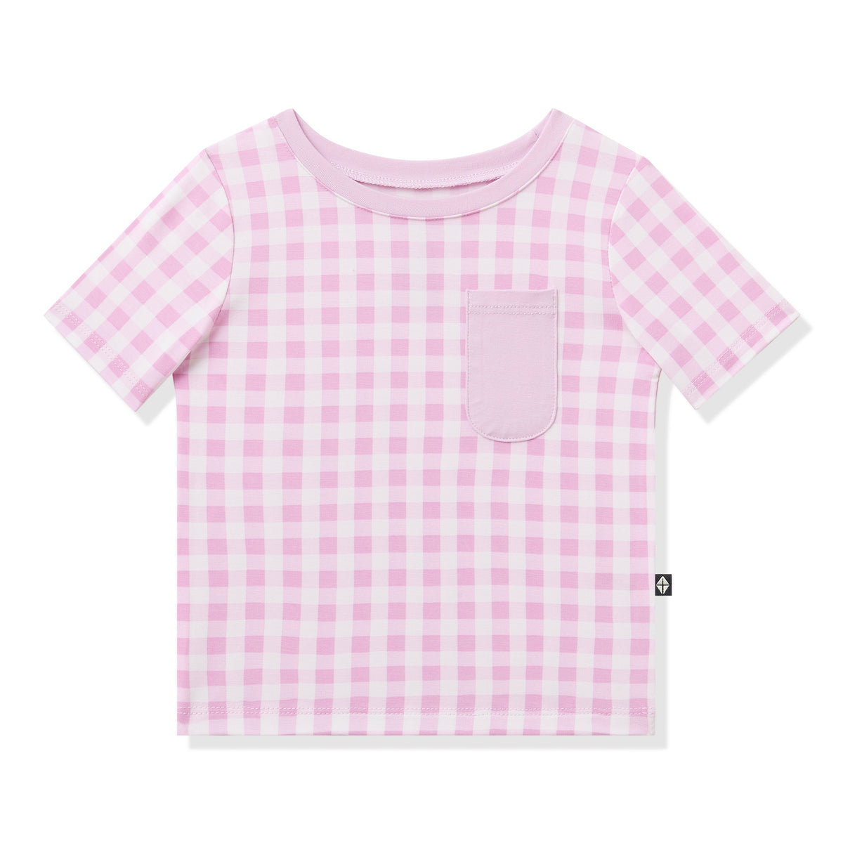 Toddler Crew Neck Tee in Gingham Thistle
