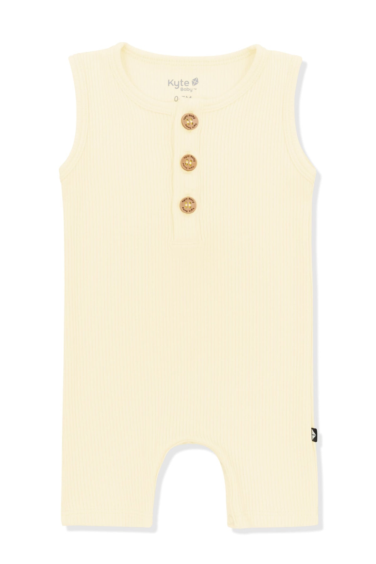 Ribbed Sleeveless Shortall in Chamomile