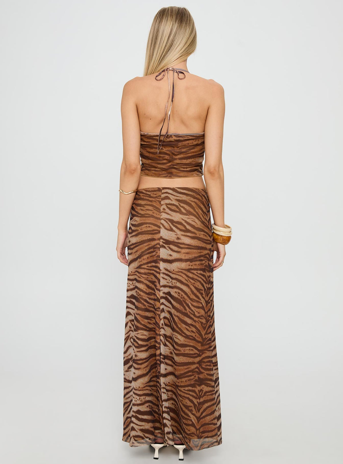 Better Now Cowl Neck Set Brown Tiger