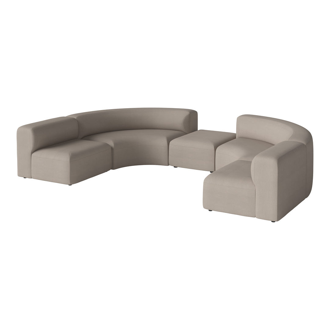 Angle Curved Semi-Circular Sofa w/ Center Pouf