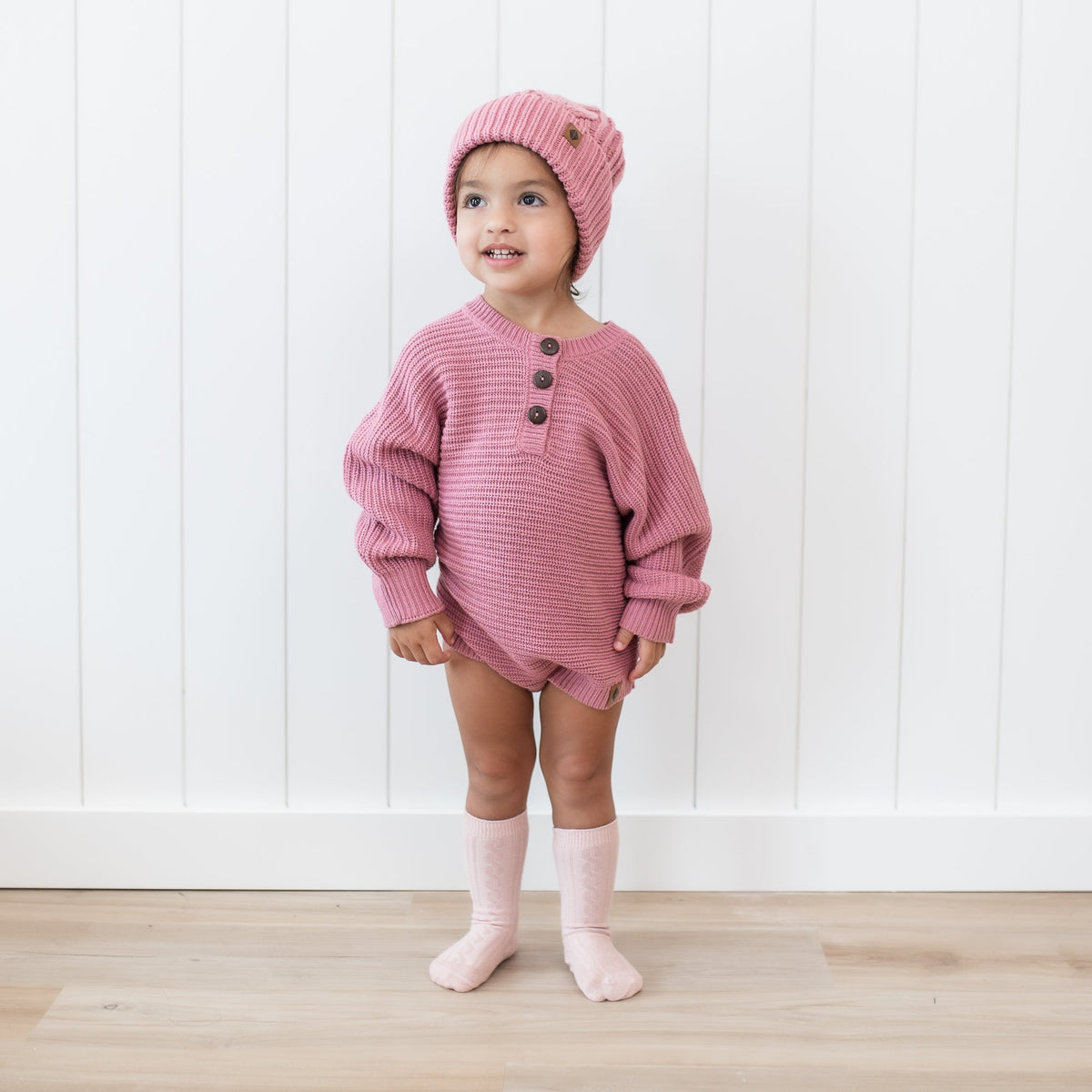 Chunky Knit Romper in Apple Blossom