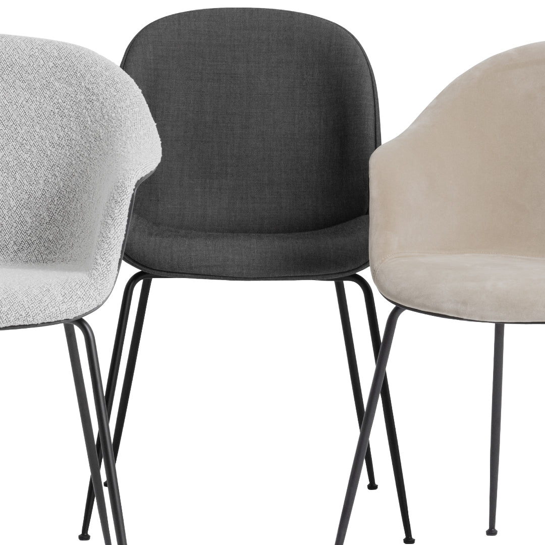 Bat Dining Chair - Black Matt Conic Base - Front Upholstered