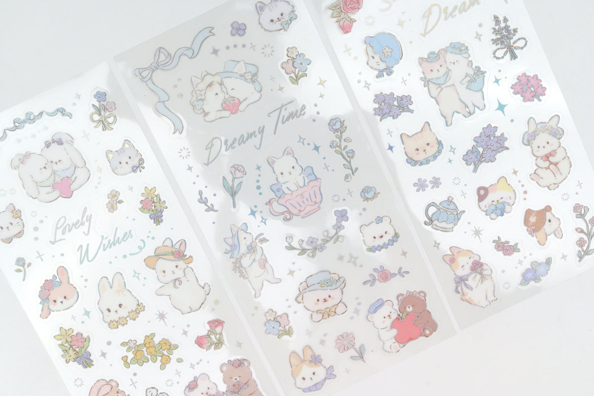 BGM Foil Stamping Iride Sticker Sheets - Fairytale Animals