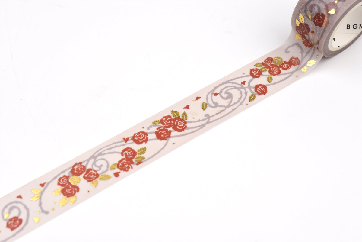 BGM Washi Tape - Foil Stamping - Kusahanafu - Rose