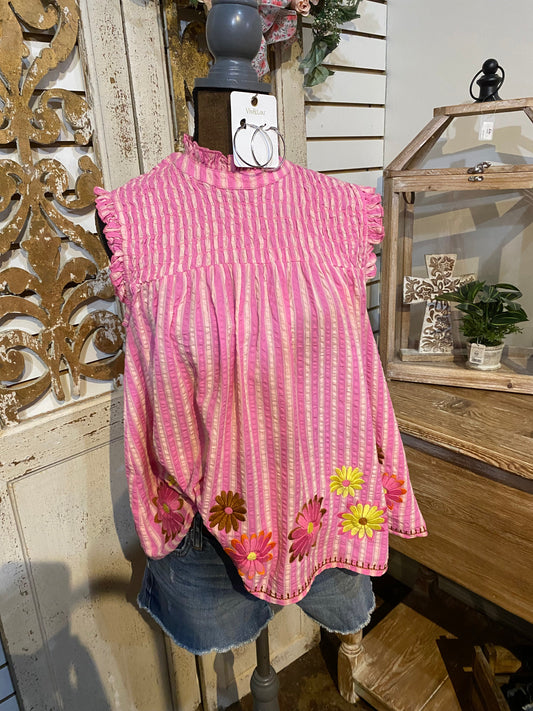 Candy Striped Daisy Top