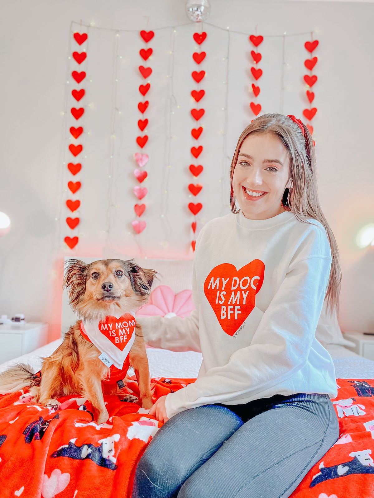 Bundle - BFF Valentine's Sweatshirt & Bandana (RED)
