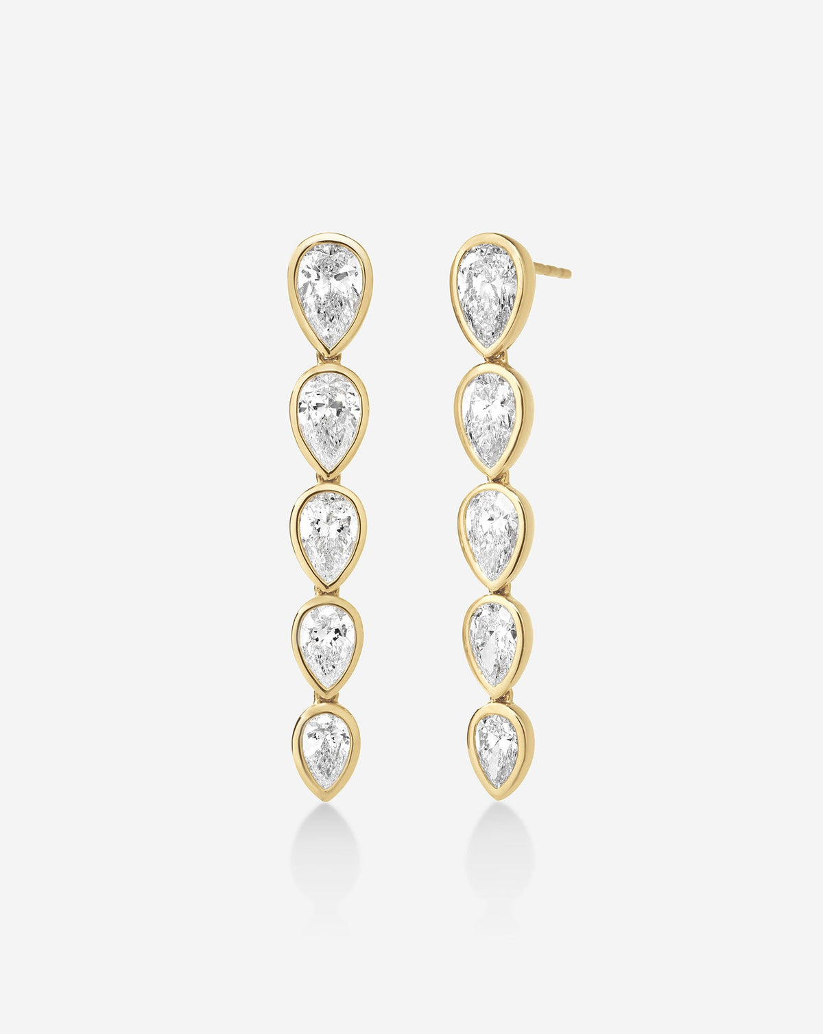 Bezel Pear Lab Diamond Drop Earrings