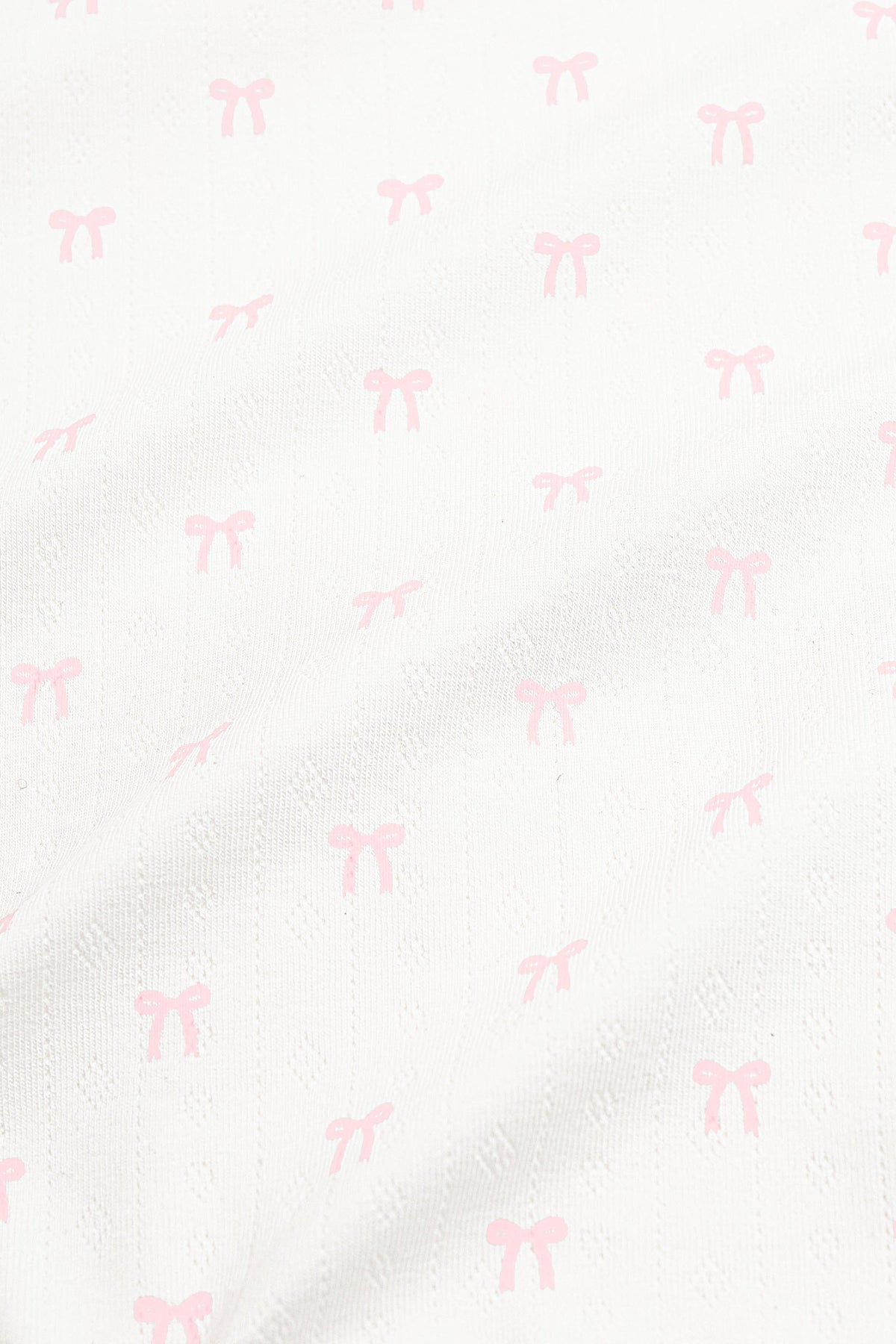 Pointelle Zippered Footie in Sweet Pink Bow