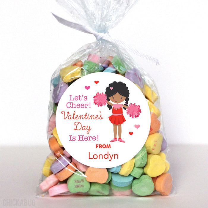 African-American Cheerleader Valentine's Day Stickers