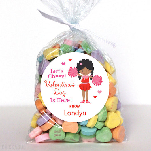 African-American Cheerleader Valentine's Day Stickers