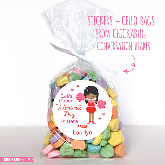 African-American Cheerleader Valentine's Day Stickers