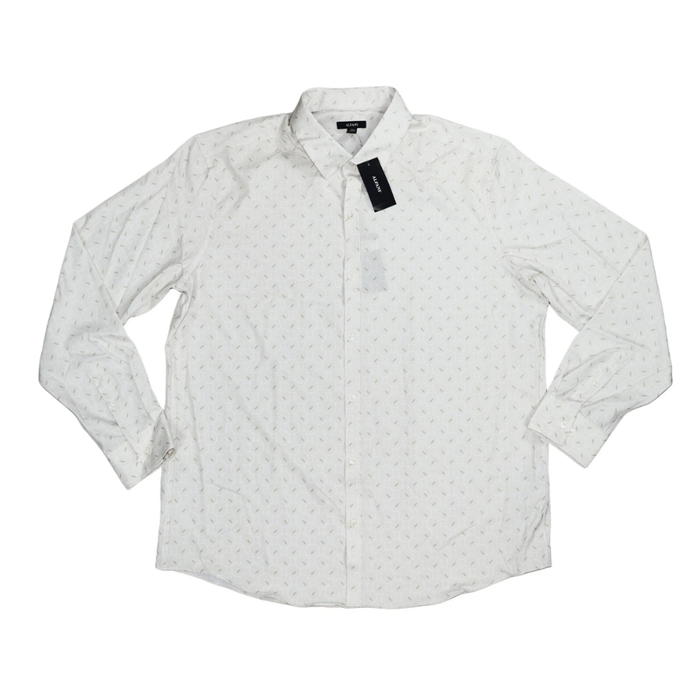 Alfani Men's AlfaTech Geo-Dot Print Long Sleeve Button Down Shirt - Vanilla Ice