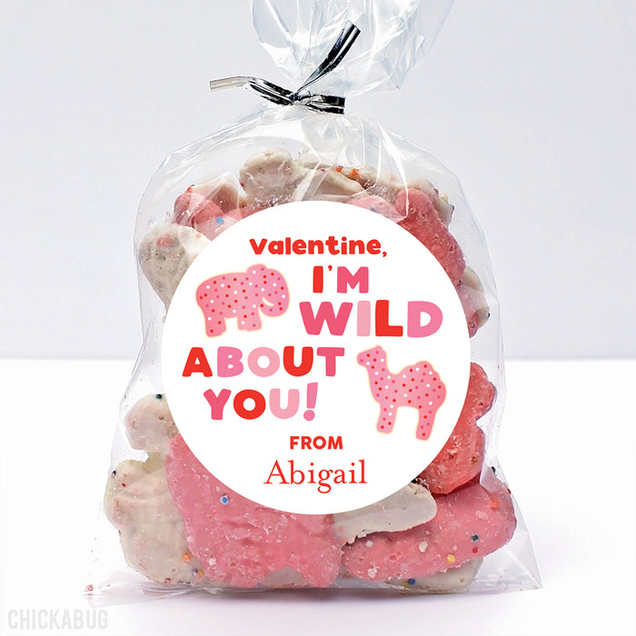 Animal Crackers "I'm Wild About You" Valentine's Day Stickers