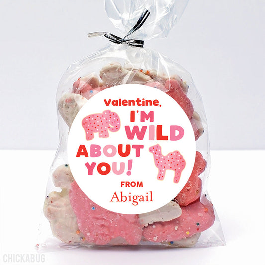 Animal Crackers "I'm Wild About You" Valentine's Day Stickers