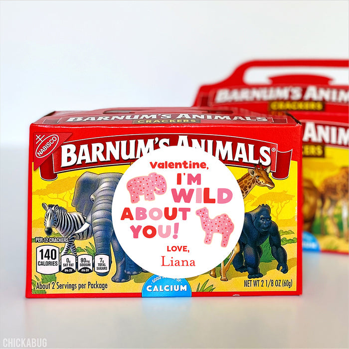 Animal Crackers "I'm Wild About You" Valentine's Day Stickers