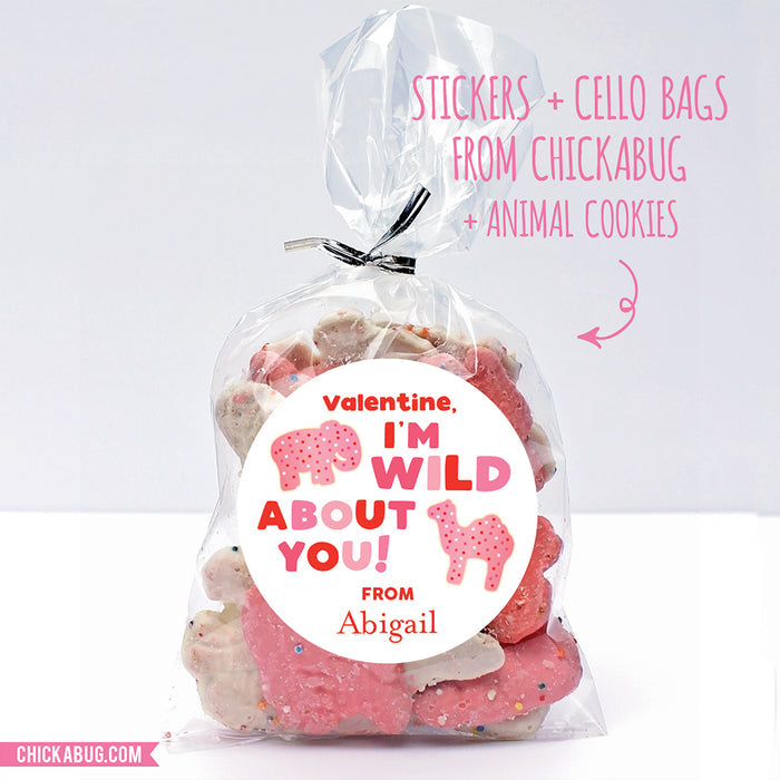 Animal Crackers "I'm Wild About You" Valentine's Day Stickers