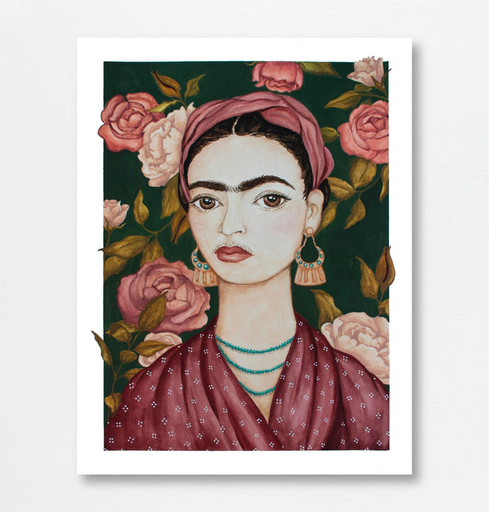 Art Print - Frida and Flowers: 8x10