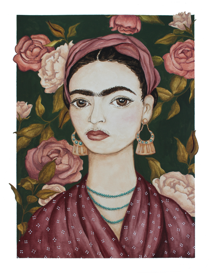 Art Print - Frida and Flowers: 8x10