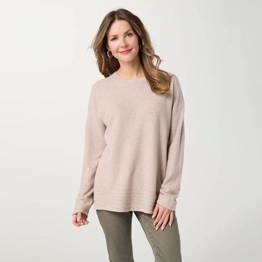Arvilla Sweater with Border Detail: Doeskin / S/M COCO + CARMEN