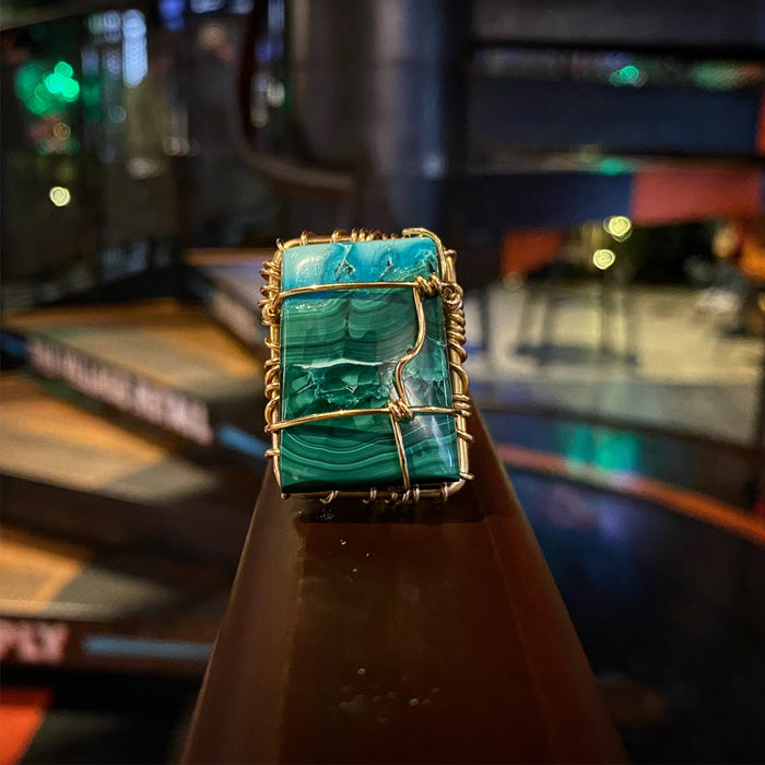 ✨☀️✨ ASTOUNDING BRONZE +CHRYSOCOLLA-MALACHITE RING