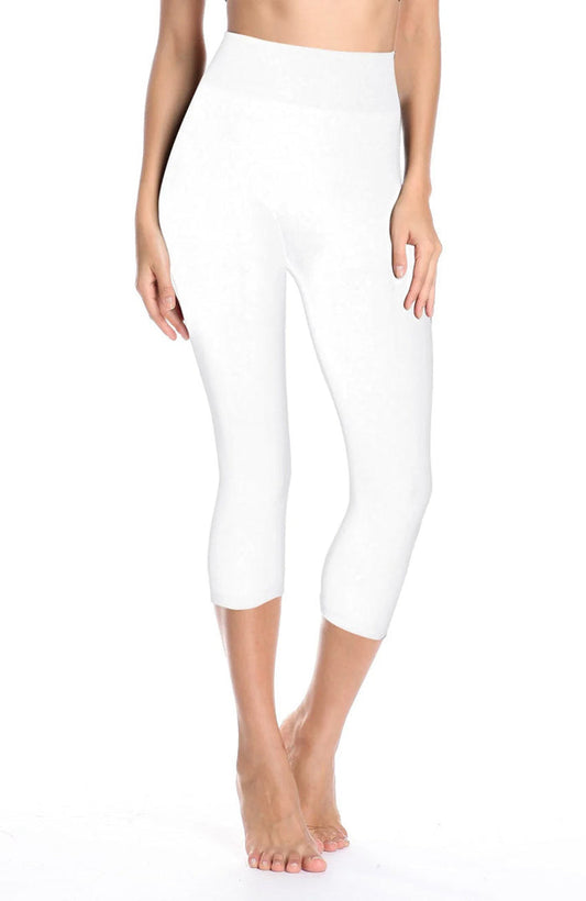 Bamboo 3" Band High Waisted Capri - White